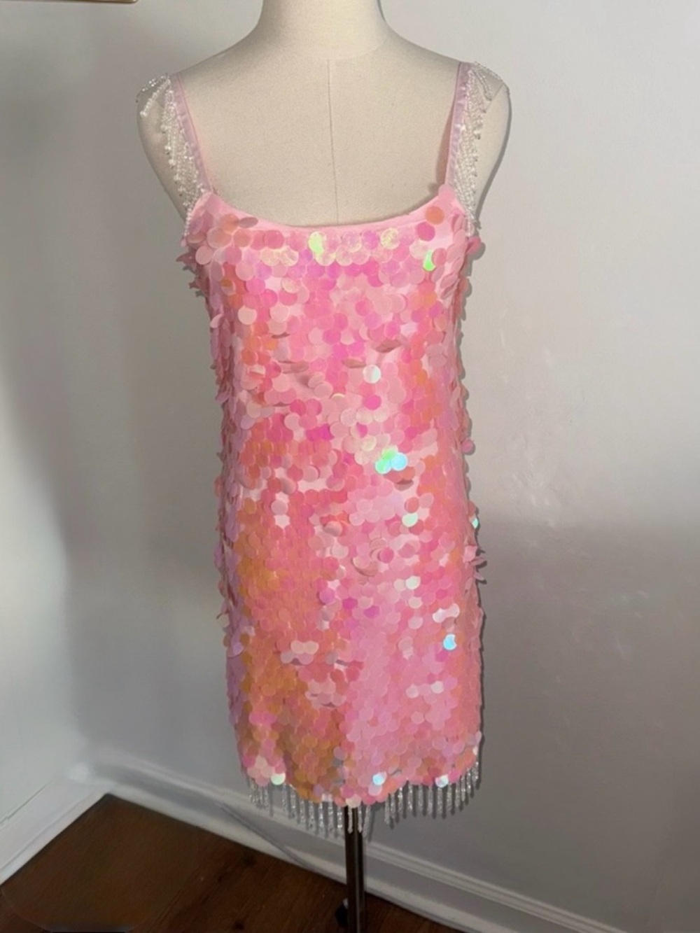 Blue B. Collection Small Iridescent Hot Pink Sequin Fringe Dress Taylor Swift